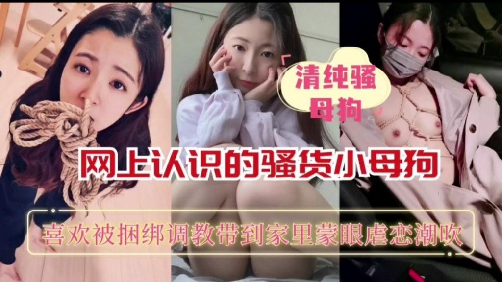 网上认识的骚货小母狗喜欢被捆绑调教带到家里蒙眼虐恋潮吹